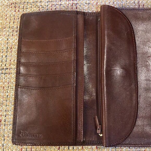 RALPH LAUREN Brown Green Tartan Plaid Multi Billfold Coin Long Bifold Wallet - Picture 6 of 17